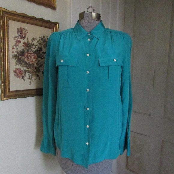 J CREW Teal Long Sleeve Button Down Shirt - Picture 1 of 7